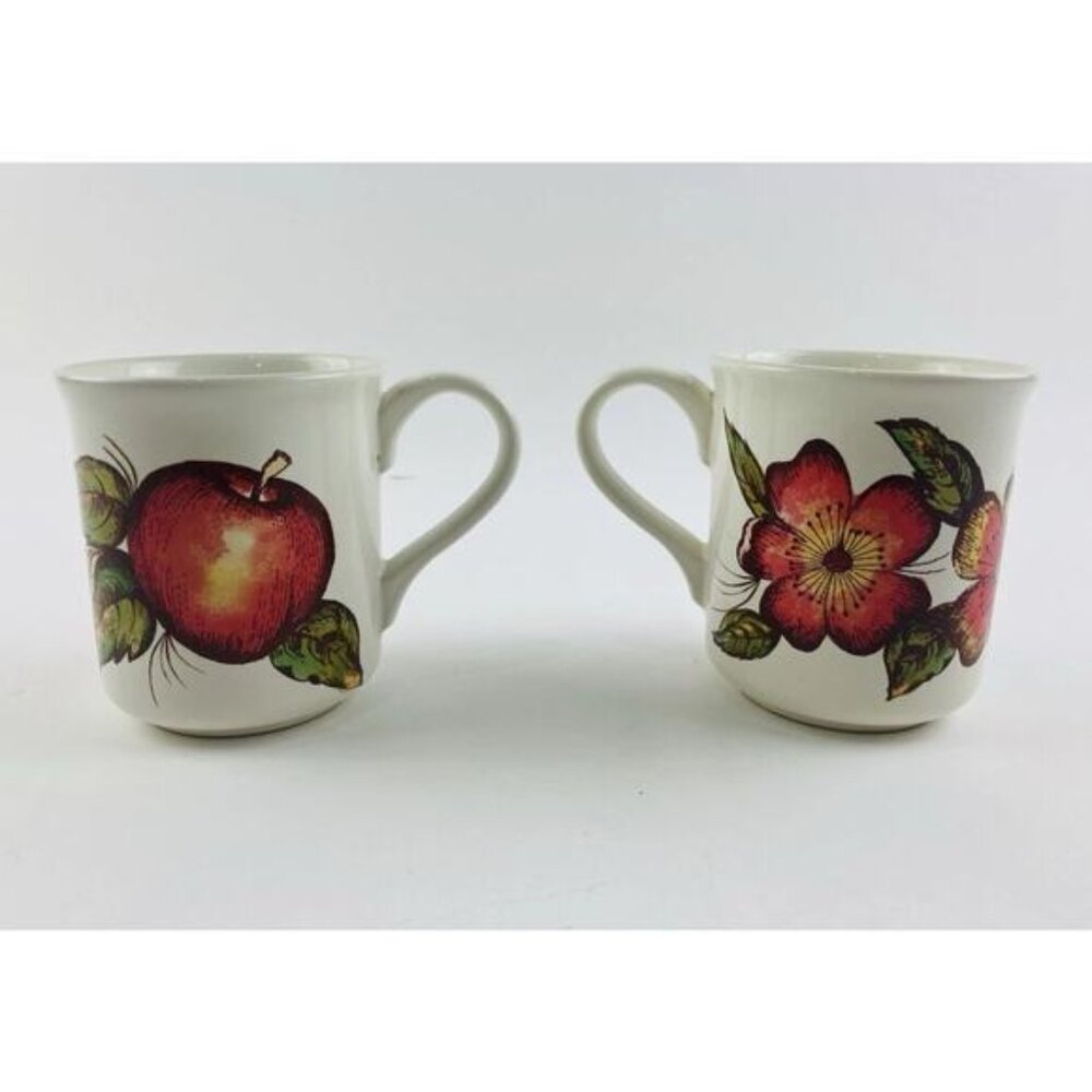 Pier 1 Coffee Mug Made Italy Fruit Hawaiian Flower Earthenware New Harvest Apple